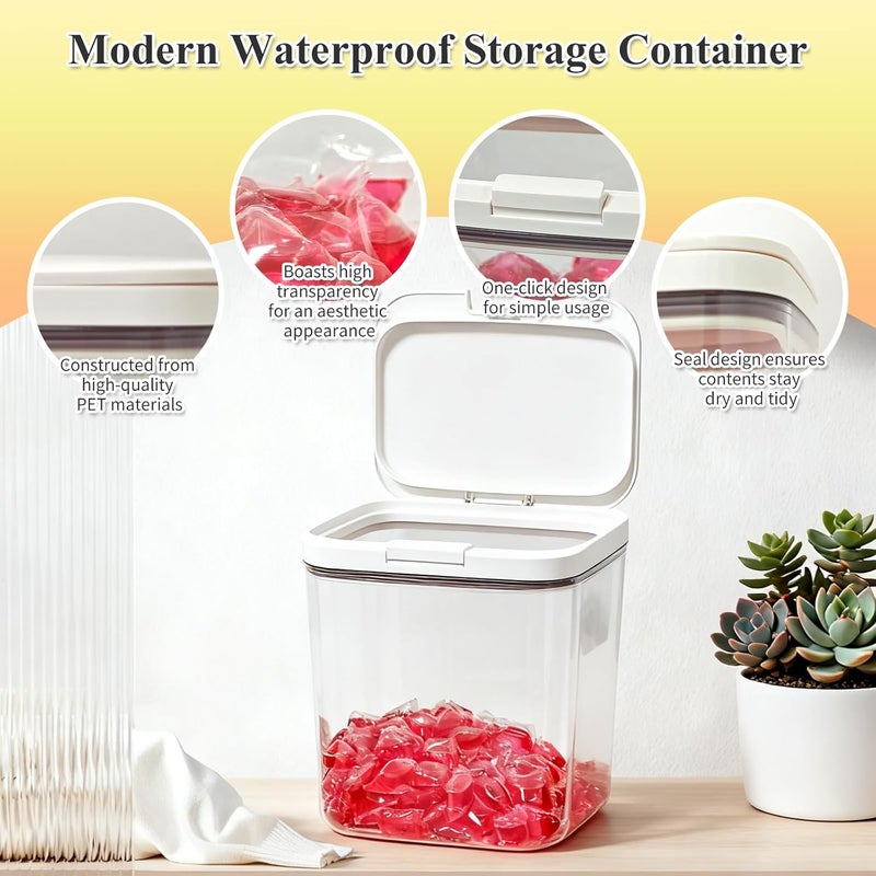 Gute Laundry Pod Holder with Lid - 186oz Sealed Automatic Pop-Up Dispenser, Laundry & Dishwasher Pods for Laundry Room Organization-5.5L - Image 3